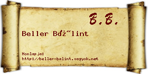 Beller Bálint névjegykártya