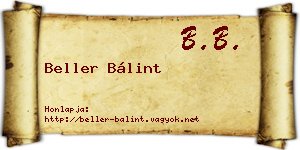 Beller Bálint névjegykártya